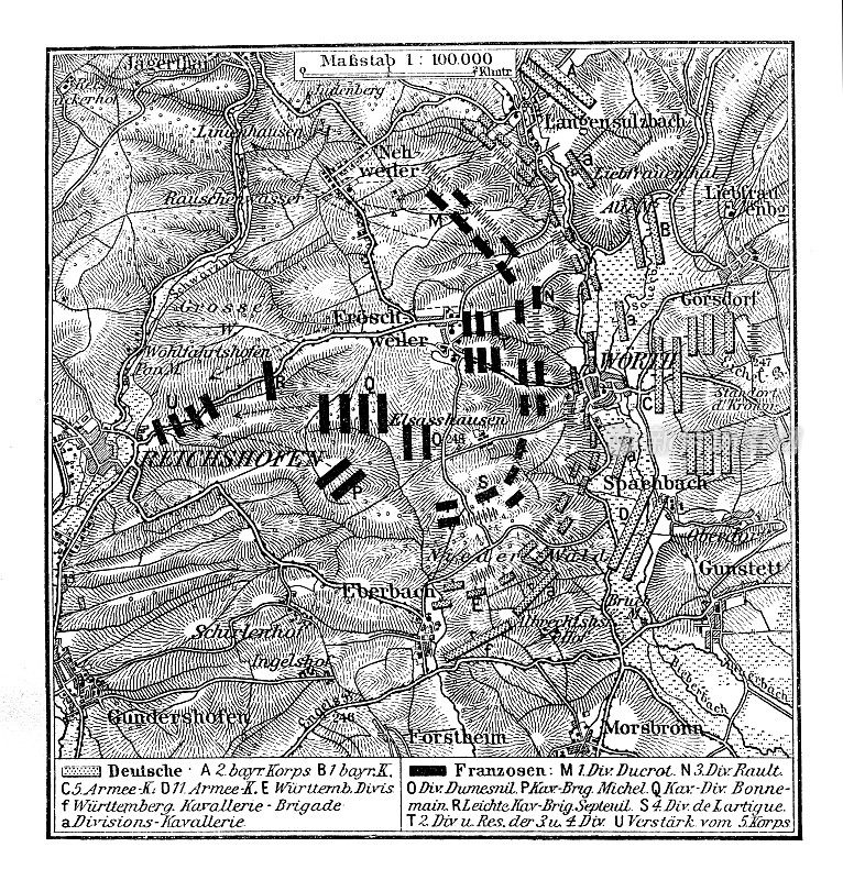 Map of the Battle of W?rth, France, 6 August 1870